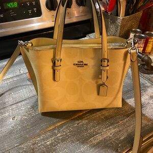 Coach Mollie Tote Bag 25 Signature Canvas CAL50 Butter Yellow NWOT